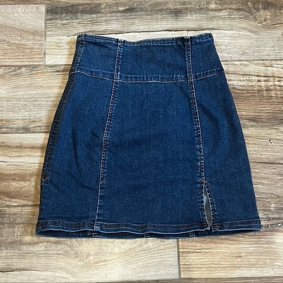 Free People Holding Onto A Dream Denim Mini Skirt - Picture 2 of 4
